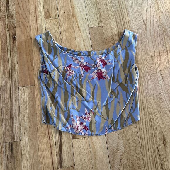 Handmade purple shorts top set vintage fabric floral‎ tank crop boho summer XS - Picture 7 of 7